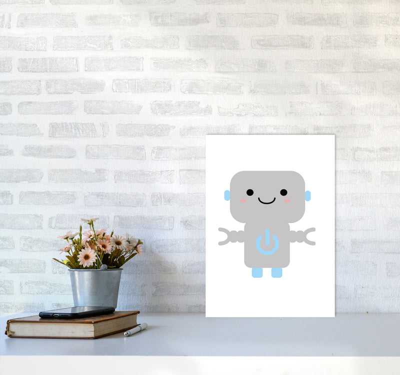 Robot Framed Nursey Wall Art Print A3 Black Frame