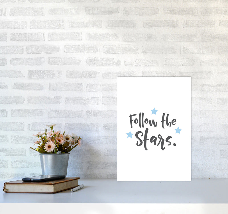 Follow The Stars Framed Typography Wall Art Print A3 Black Frame
