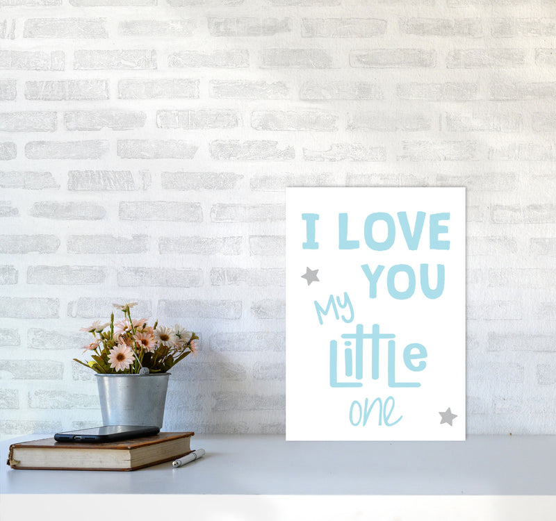 I Love You Little One Blue Framed Nursey Wall Art Print A3 Black Frame