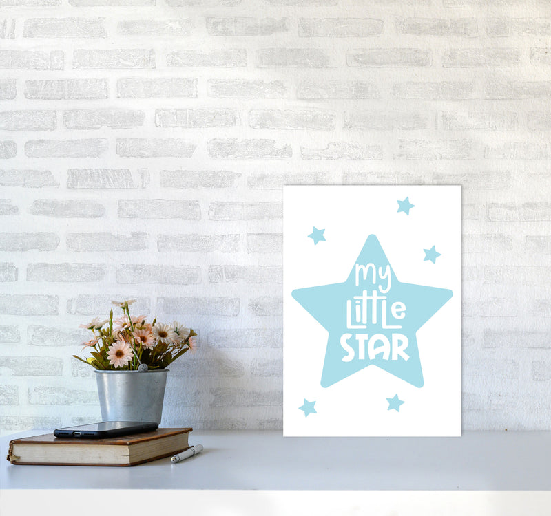 My Little Star Blue Framed Nursey Wall Art Print A3 Black Frame
