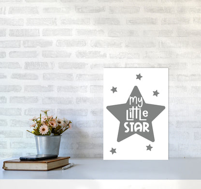 My Little Star Grey Framed Nursey Wall Art Print A3 Black Frame