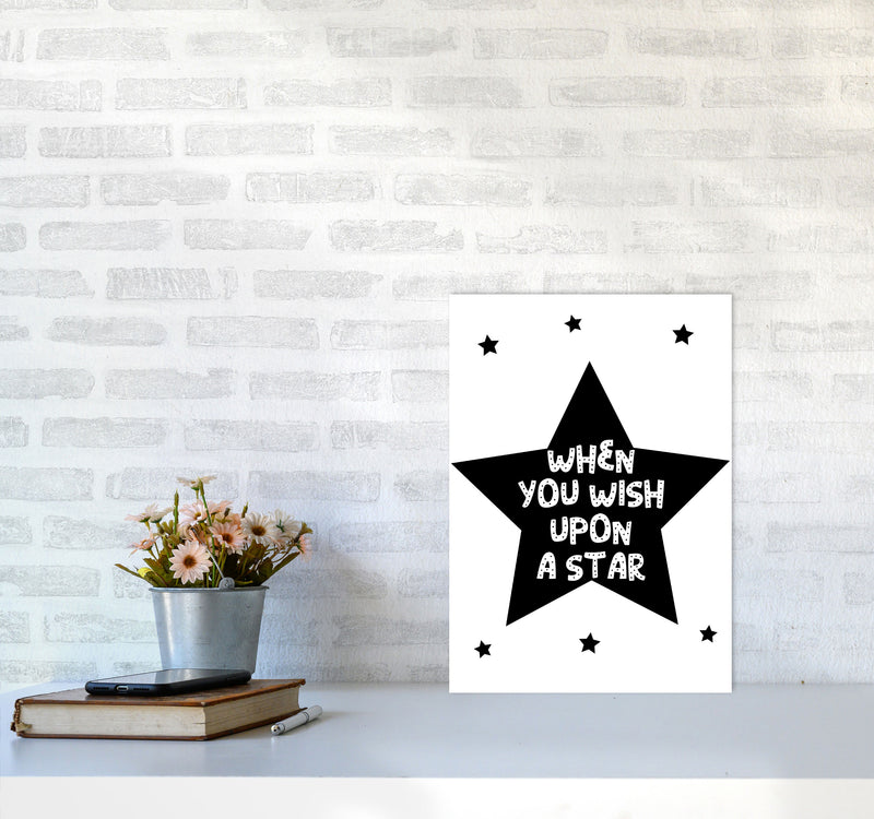 Wish Upon A Star Black Framed Nursey Wall Art Print A3 Black Frame