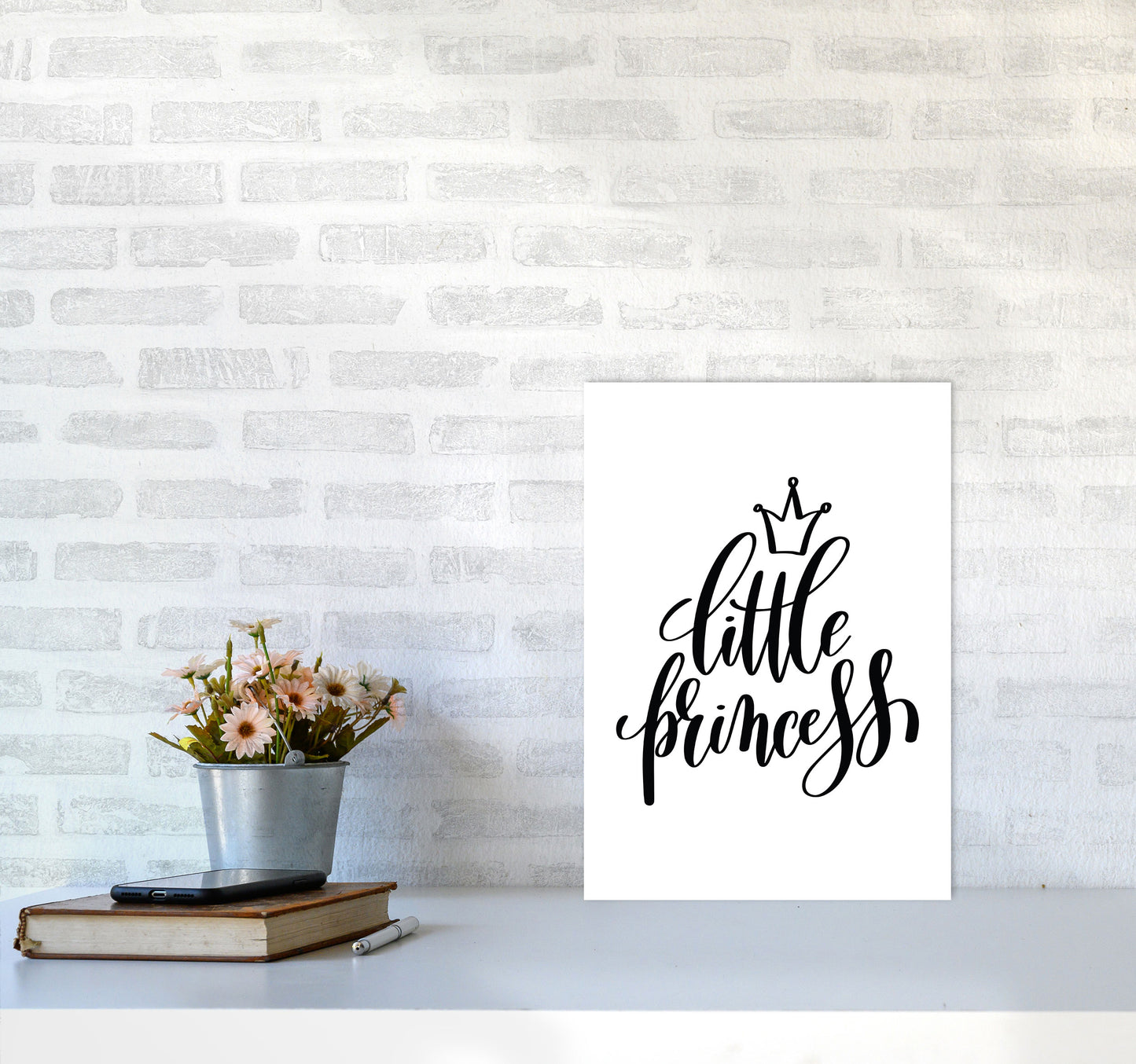 Little Princess Black Framed Nursey Wall Art Print A3 Black Frame