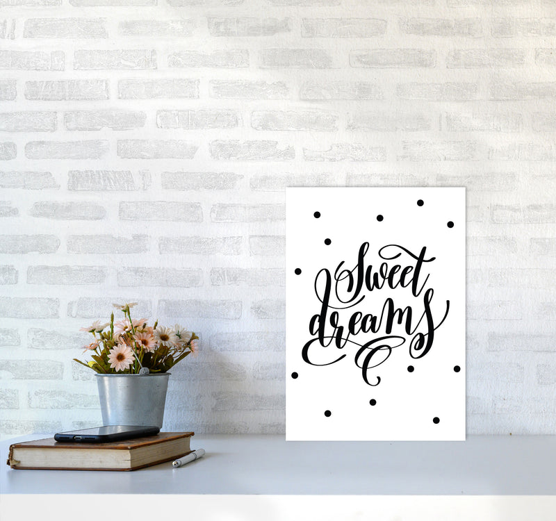 Sweet Dreams Black Modern Print A3 Black Frame