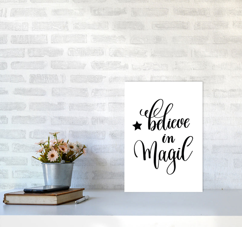 Believe In Magic Black Framed Typography Wall Art Print A3 Black Frame