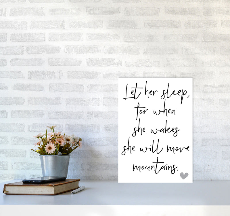 Let Her Sleep Framed Typography Wall Art Print A3 Black Frame