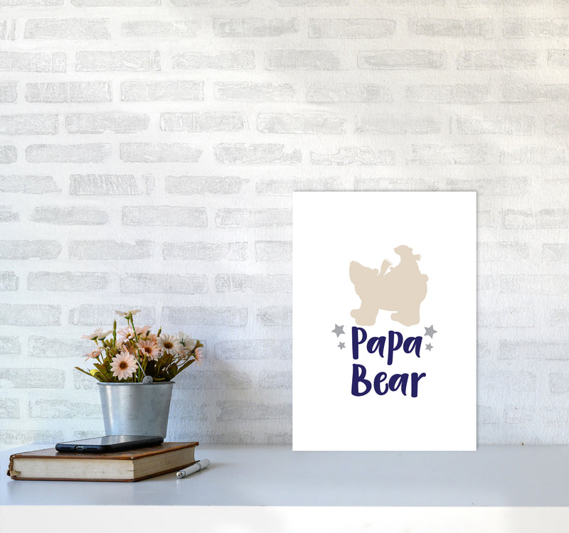 Papa Bear Framed Nursey Wall Art Print A3 Black Frame