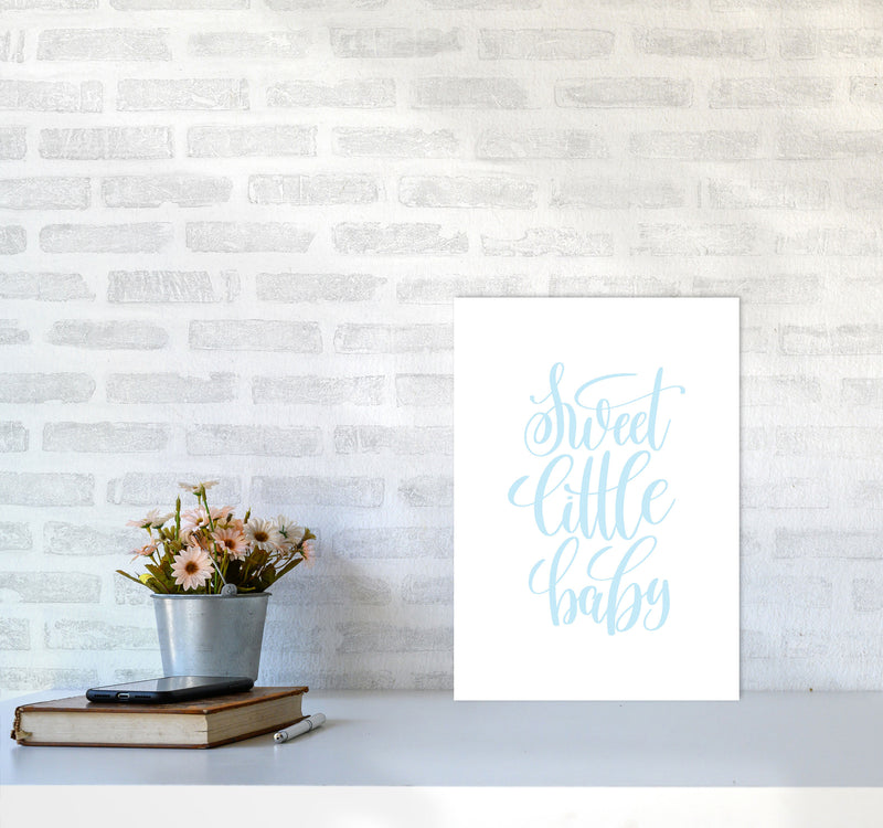 Sweet Little Baby Blue Framed Nursey Wall Art Print A3 Black Frame