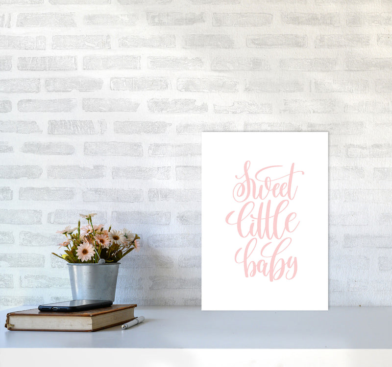 Sweet Little Baby Pink Framed Nursey Wall Art Print A3 Black Frame