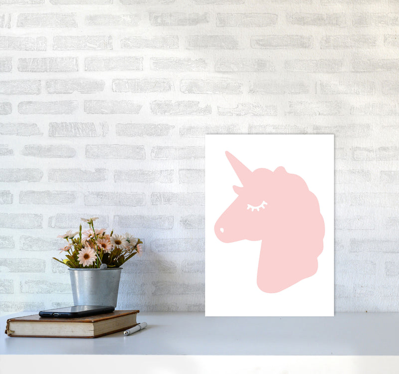 Pink Unicorn Head Modern Print Animal Art Print A3 Black Frame