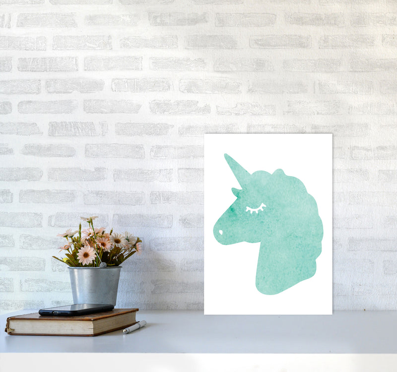 Mint Unicorn Head Modern Print Animal Art Print A3 Black Frame