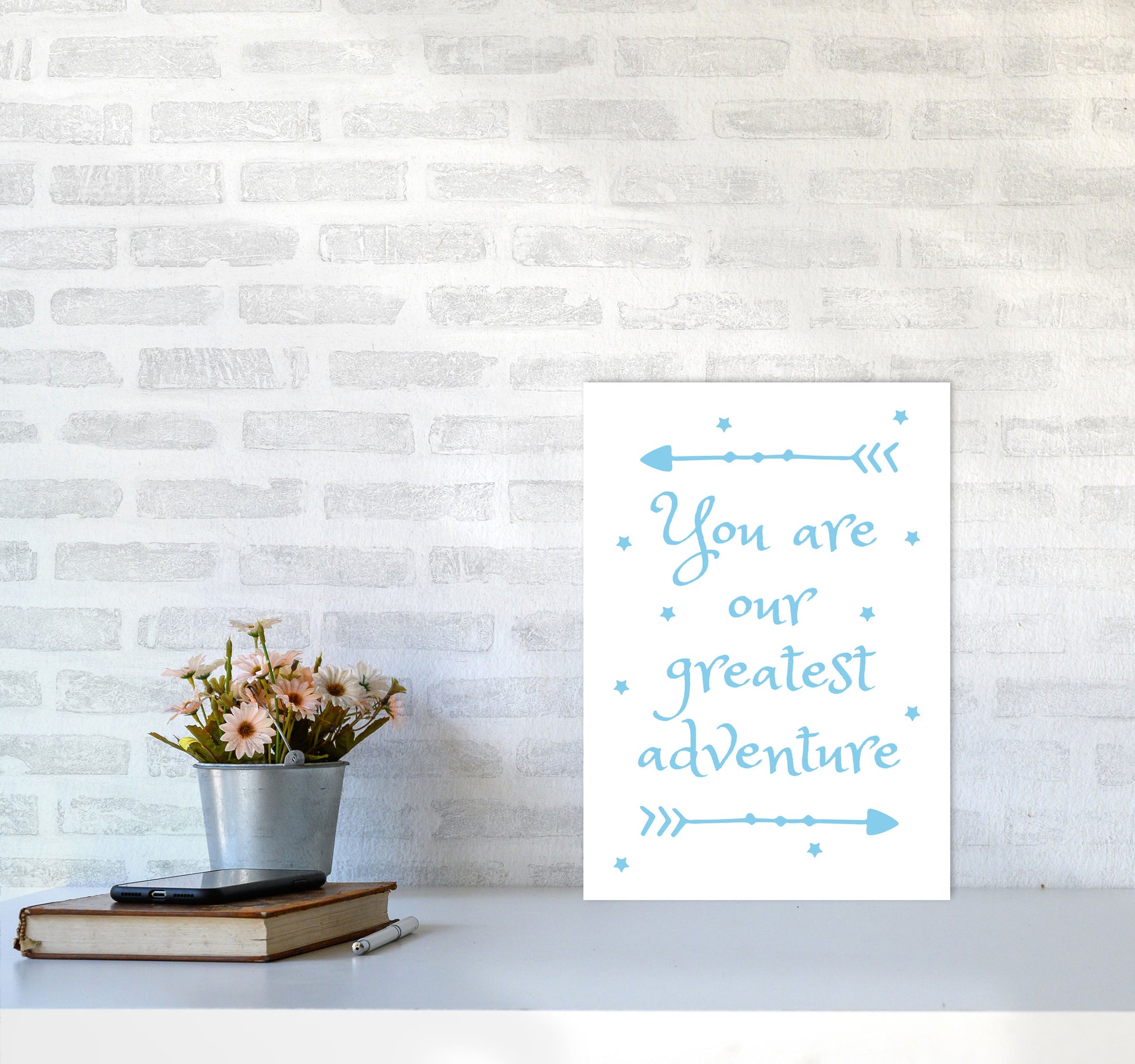 You Are Our Greatest Adventure Blue Modern Print A3 Black Frame