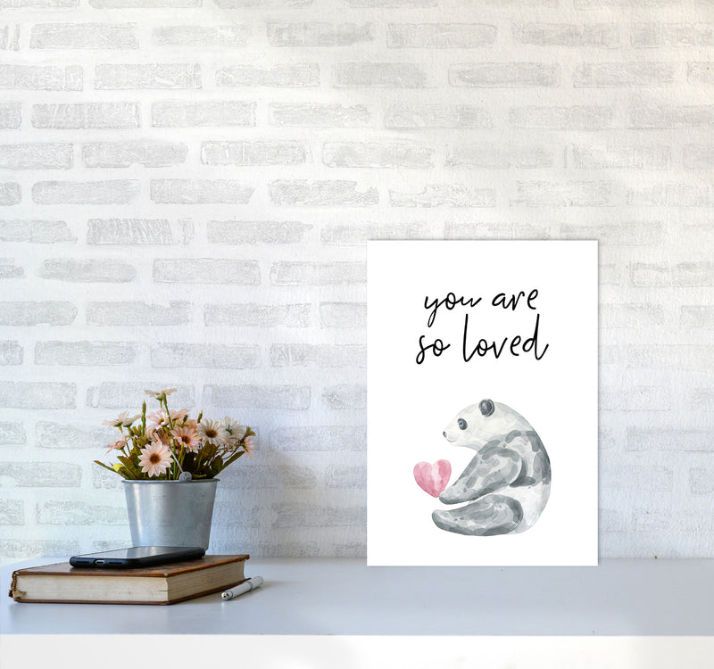 Panda You Are So Loved Framed Nursey Wall Art Print A3 Black Frame