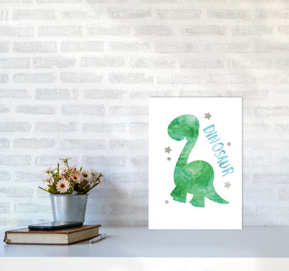 Dinosaur Watercolour Modern Print A3 Black Frame