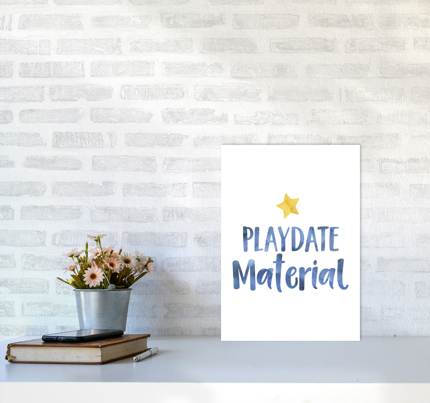Playdate Material Watercolour Modern Print A3 Black Frame