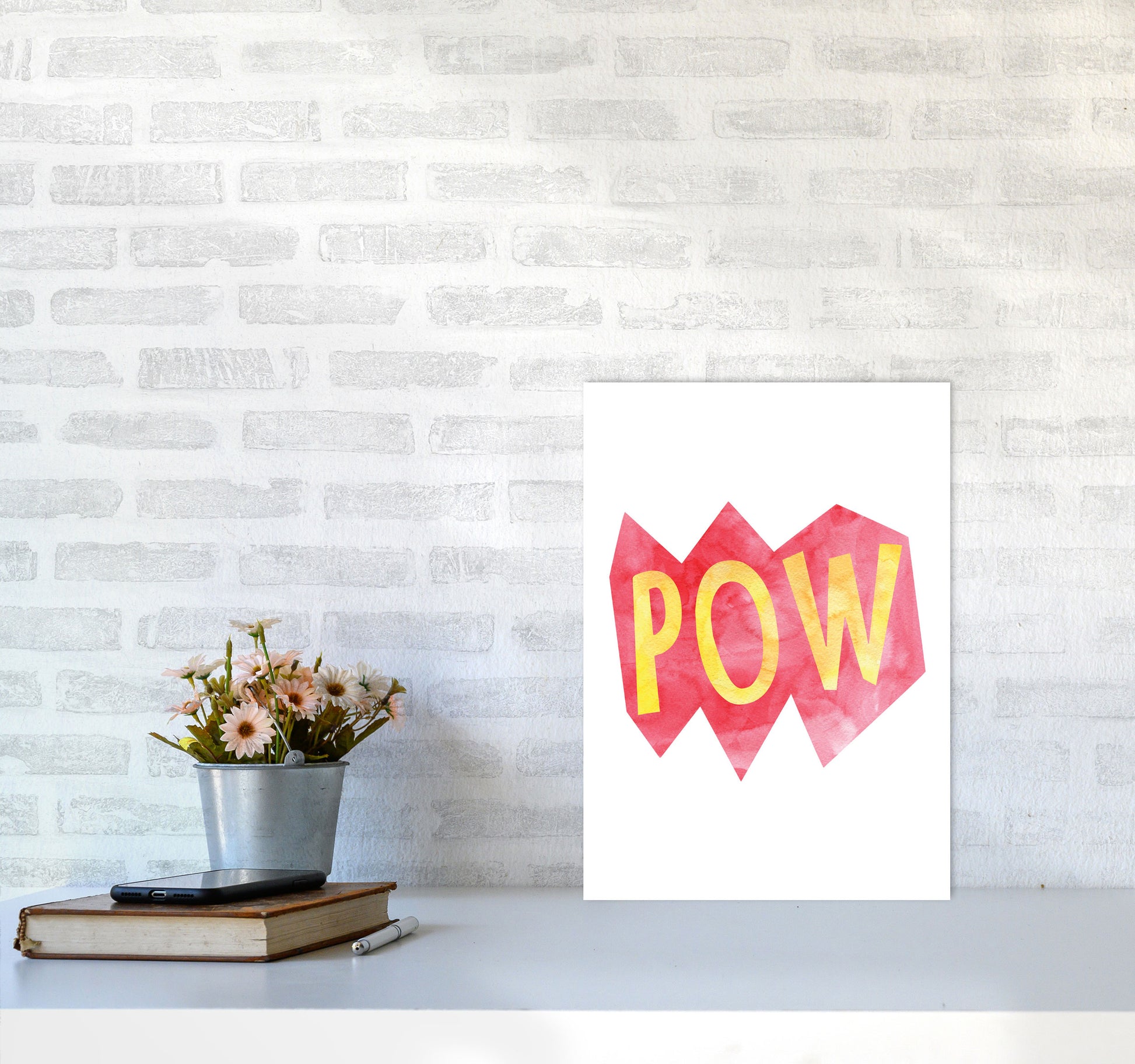 POW Watercolour Modern Print A3 Black Frame