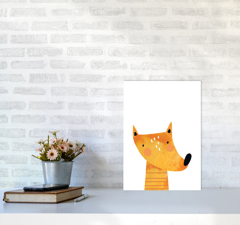 Scandi Fox Watercolour Framed Nursey Wall Art Print A3 Black Frame