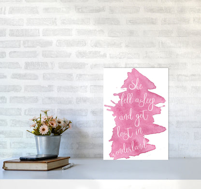 Wonderland Pink Watercolour Modern Print A3 Black Frame