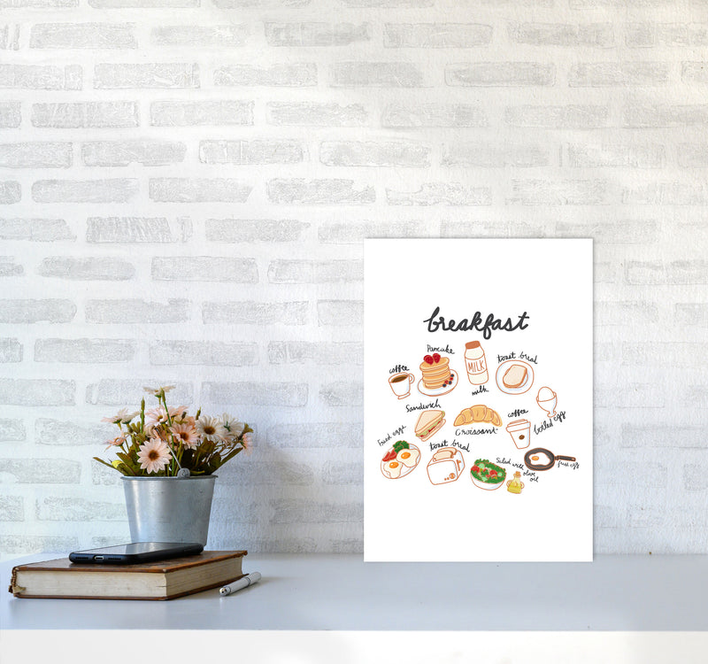 Breakfast Collection Portrait Modern Print, Framed Kitchen Wall Art A3 Black Frame