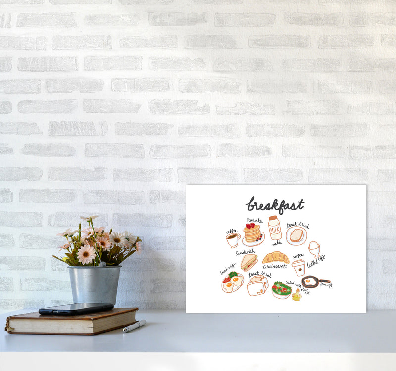 Breakfast Collection Landscape Modern Print, Framed Kitchen Wall Art A3 Black Frame