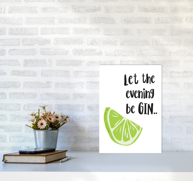 Let The Evening BeGIN Modern Print, Framed Kitchen Wall Art A3 Black Frame