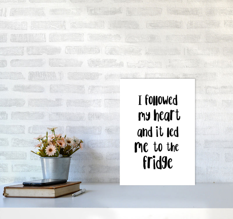 I Followed My Heart Modern Print, Framed Kitchen Wall Art A3 Black Frame