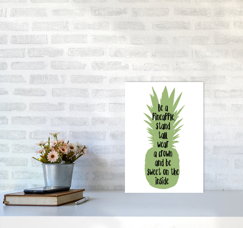 Be A Pineapple Green Framed Typography Wall Art Print A3 Black Frame
