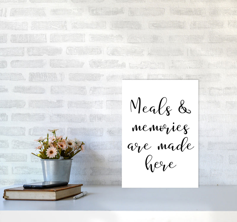 Meals And Memories Modern Print, Framed Kitchen Wall Art A3 Black Frame