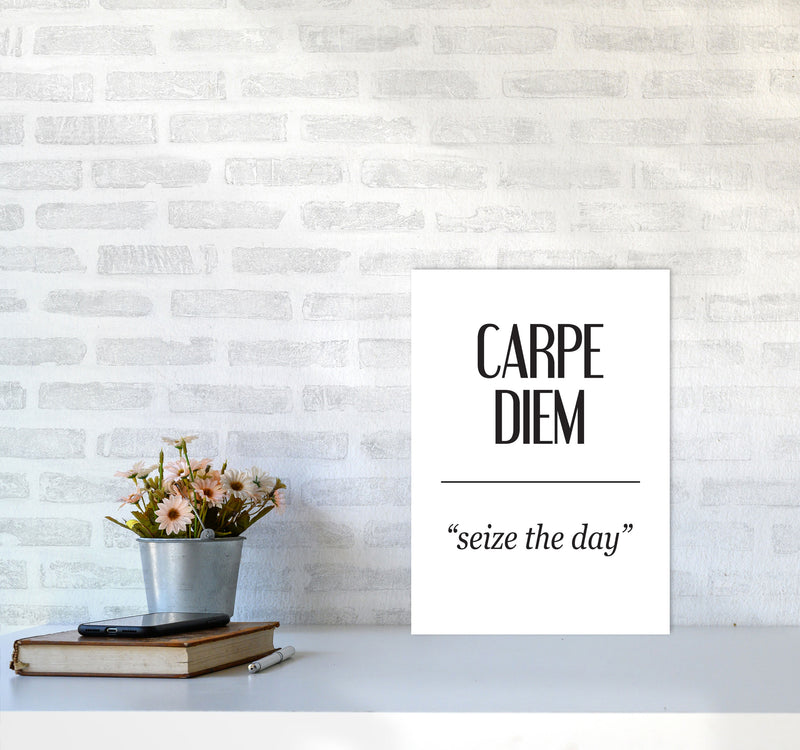 Carpe Diem Framed Typography Wall Art Print A3 Black Frame