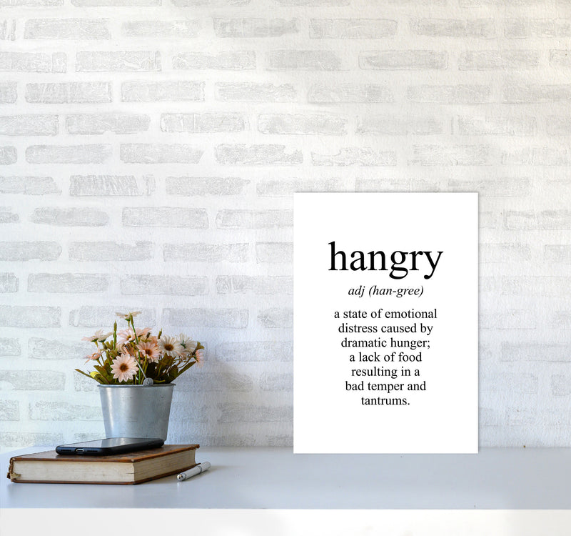 Hangry Modern Print, Framed Kitchen Wall Art A3 Black Frame