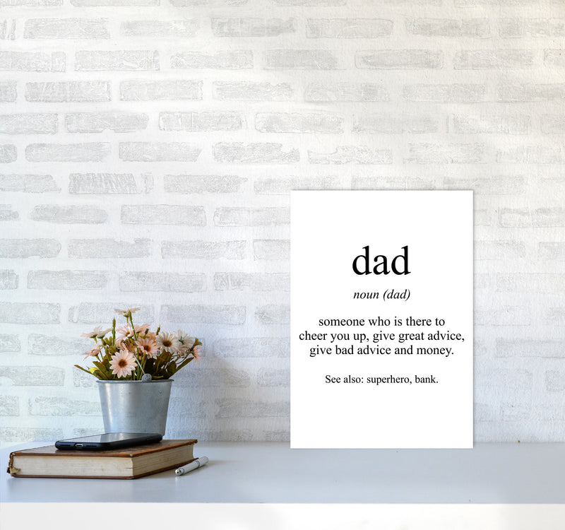 Dad Framed Typography Wall Art Print A3 Black Frame