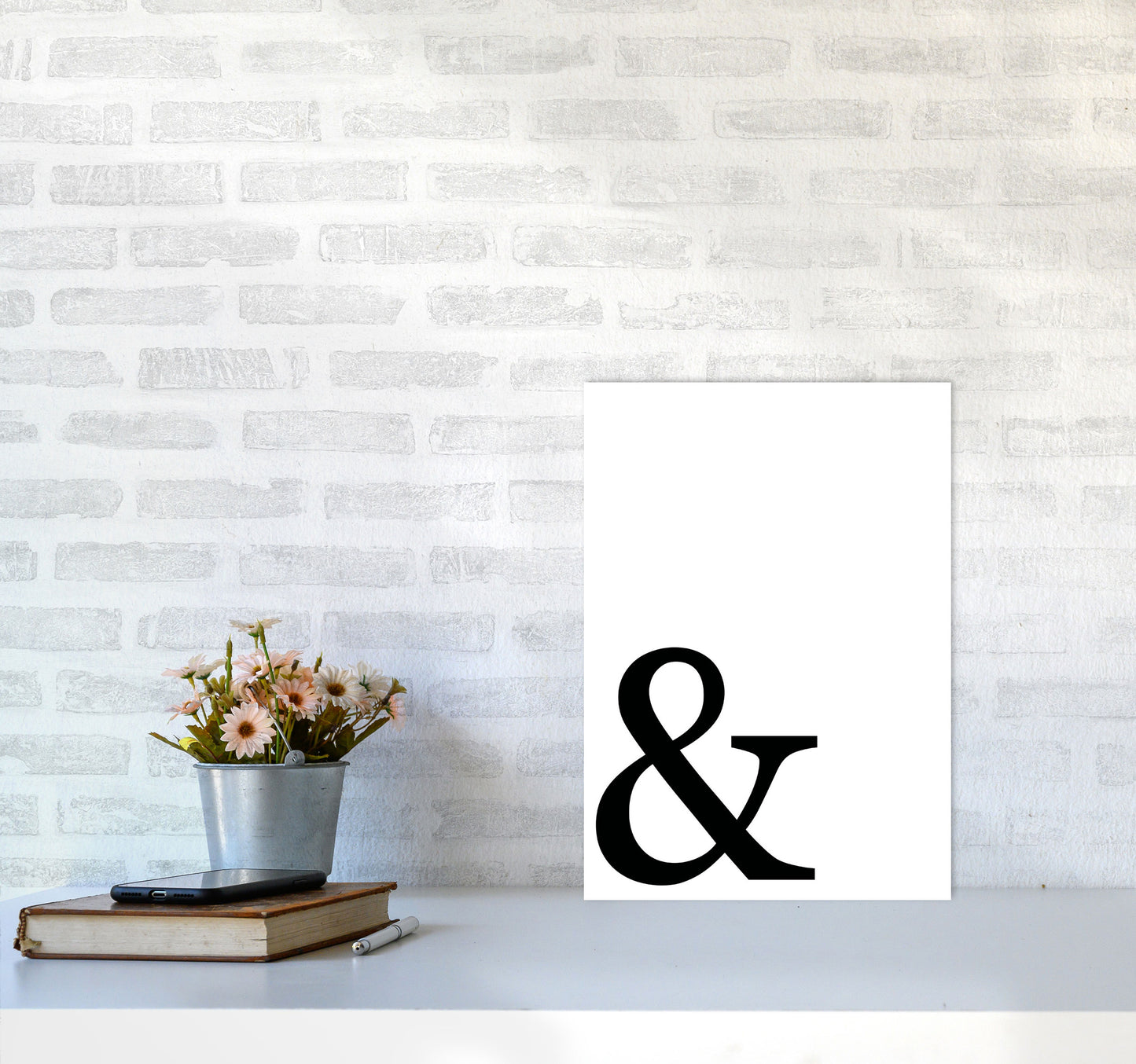 Ampersand Framed Typography Wall Art Print A3 Black Frame