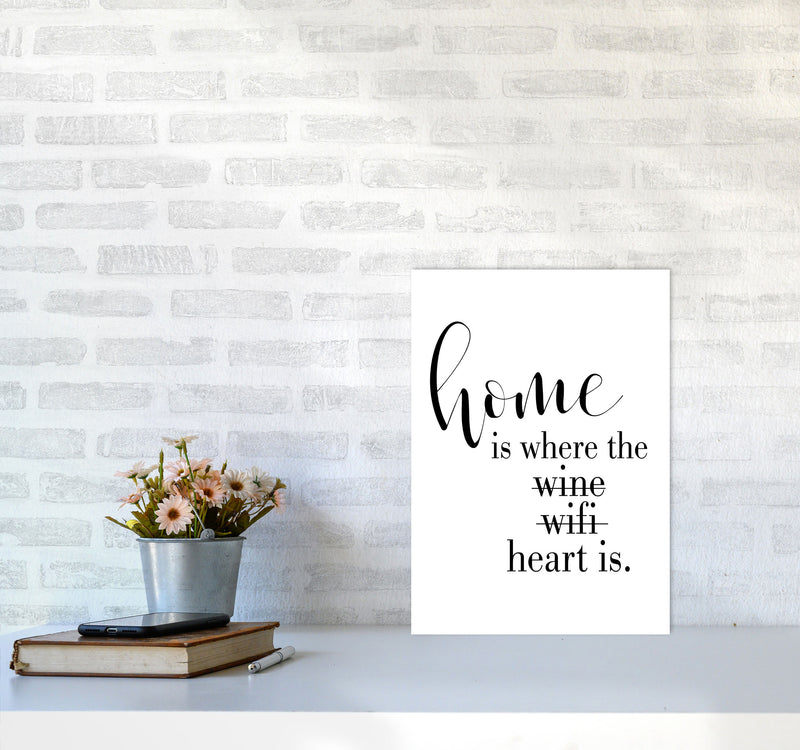 Home Is Where The Heart Is Framed Typography Wall Art Print A3 Black Frame