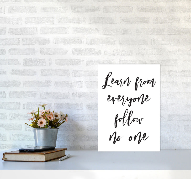 Learn From Everyone Framed Typography Wall Art Print A3 Black Frame