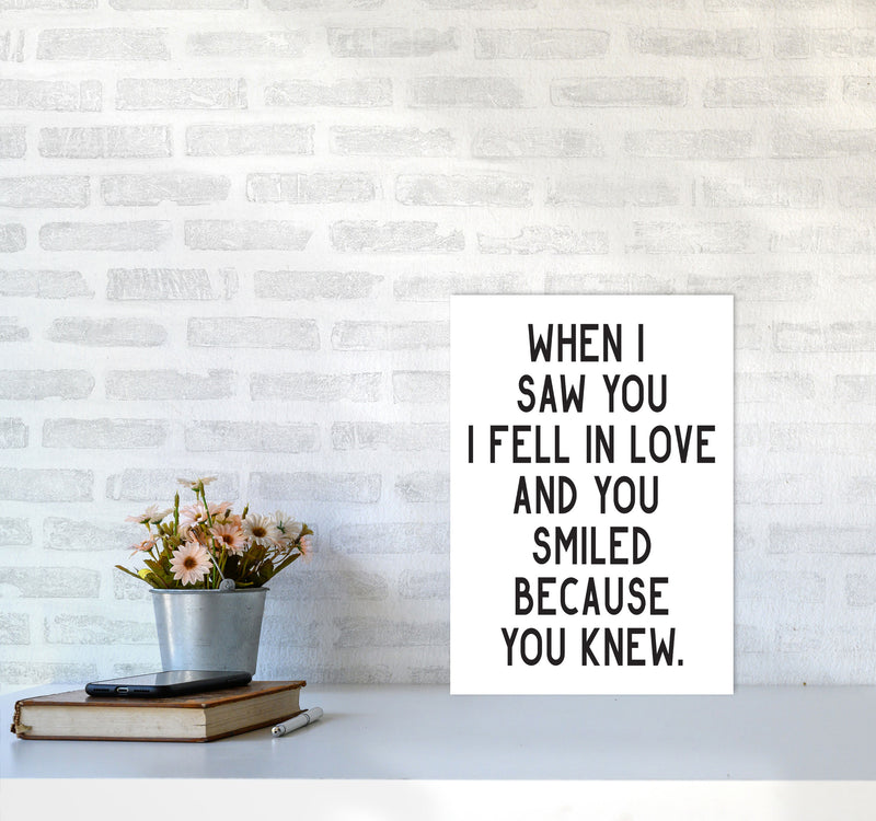 When I Saw You I Fell In Love Modern Print A3 Black Frame
