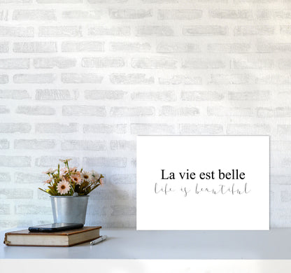 La Vie Est Belle Framed Typography Wall Art Print A3 Black Frame
