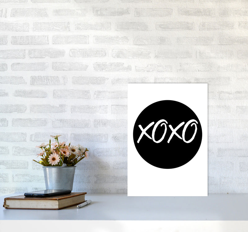 XOXO Black Circle Modern Print A3 Black Frame