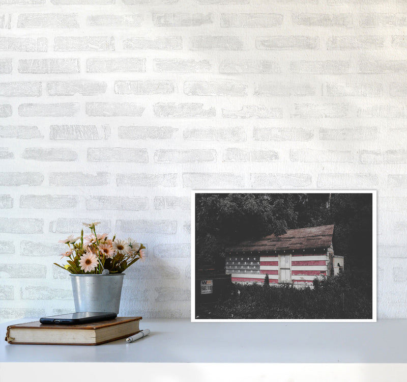 USA Hut Modern Print A3 Black Frame