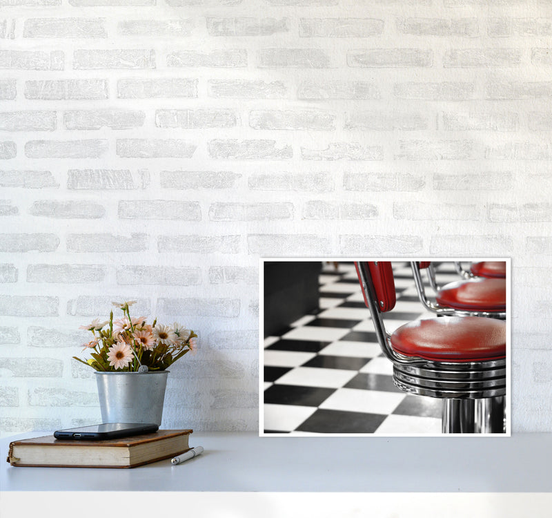 Vintage American Diner Modern Print A3 Black Frame