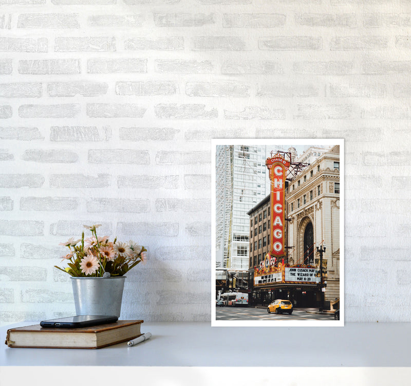 Retro Chicago Theatre Modern Print A3 Black Frame