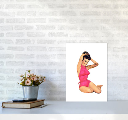 Retro Pin Up Girl Modern Print A3 Black Frame