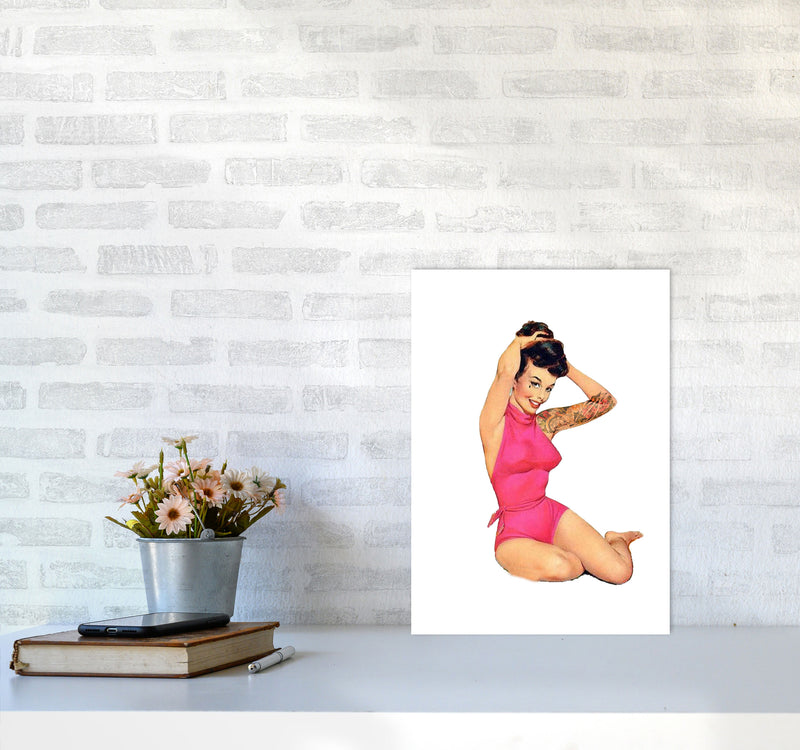 Retro Pin Up Girl Modern Print A3 Black Frame