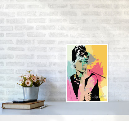 Audrey Hepburn In Colour Modern Print A3 Black Frame