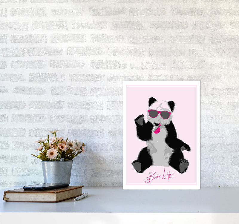 Bear Life Modern Print Animal Art Print A3 Black Frame
