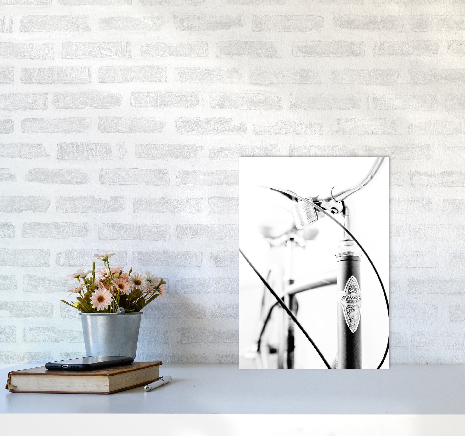 Retro Bike Frame Modern Print A3 Black Frame