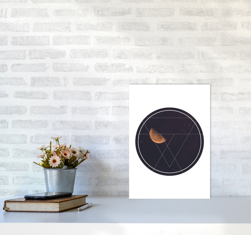Black Moon Circle Modern Print A3 Black Frame
