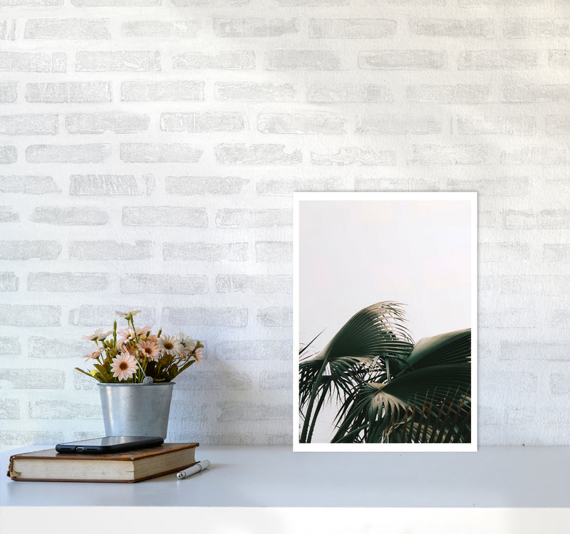 Bushy Palm Leaves Modern Print, Framed Botanical & Nature Art Print A3 Black Frame