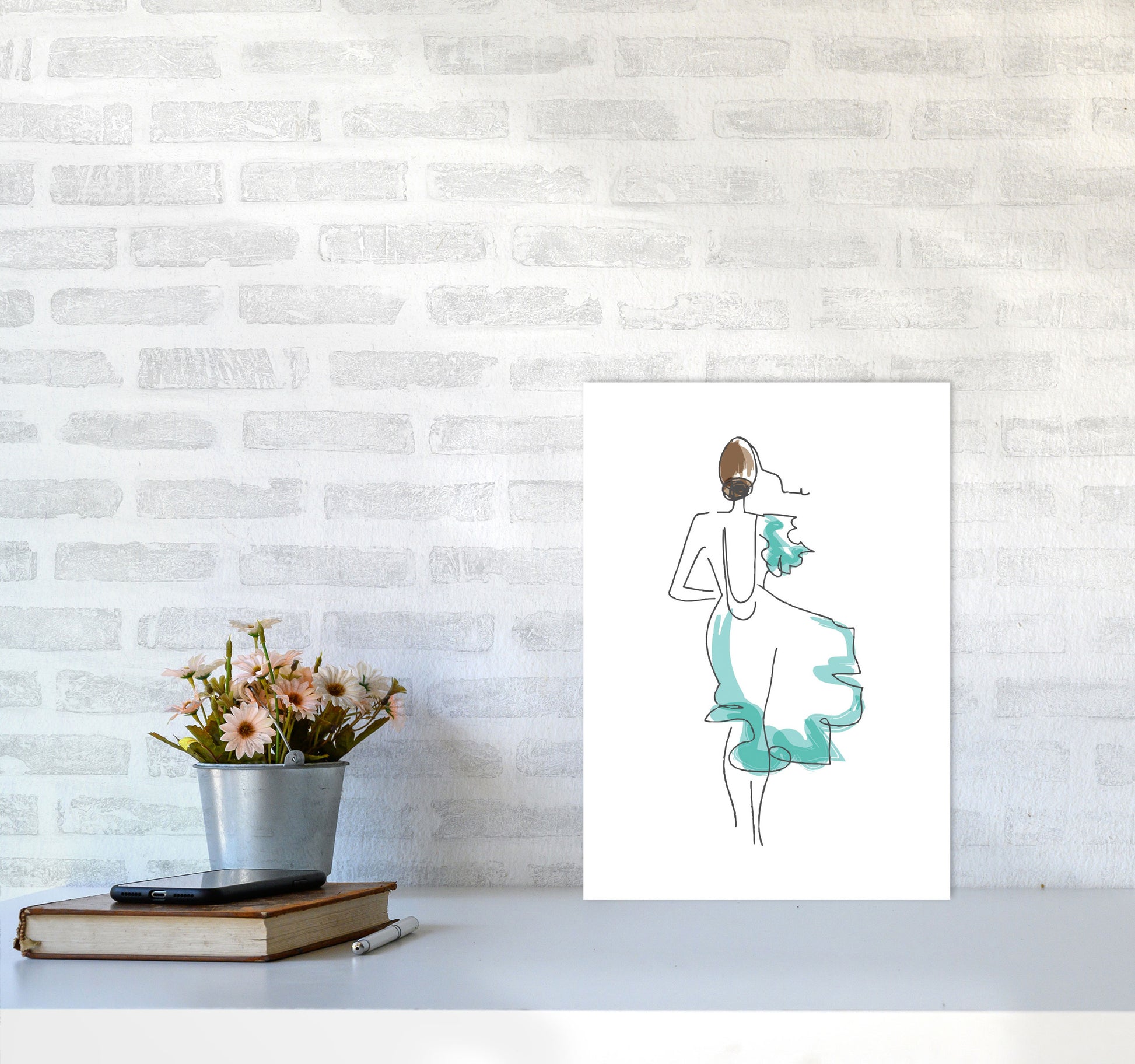 Fashion Line Drawing Modern Print A3 Black Frame