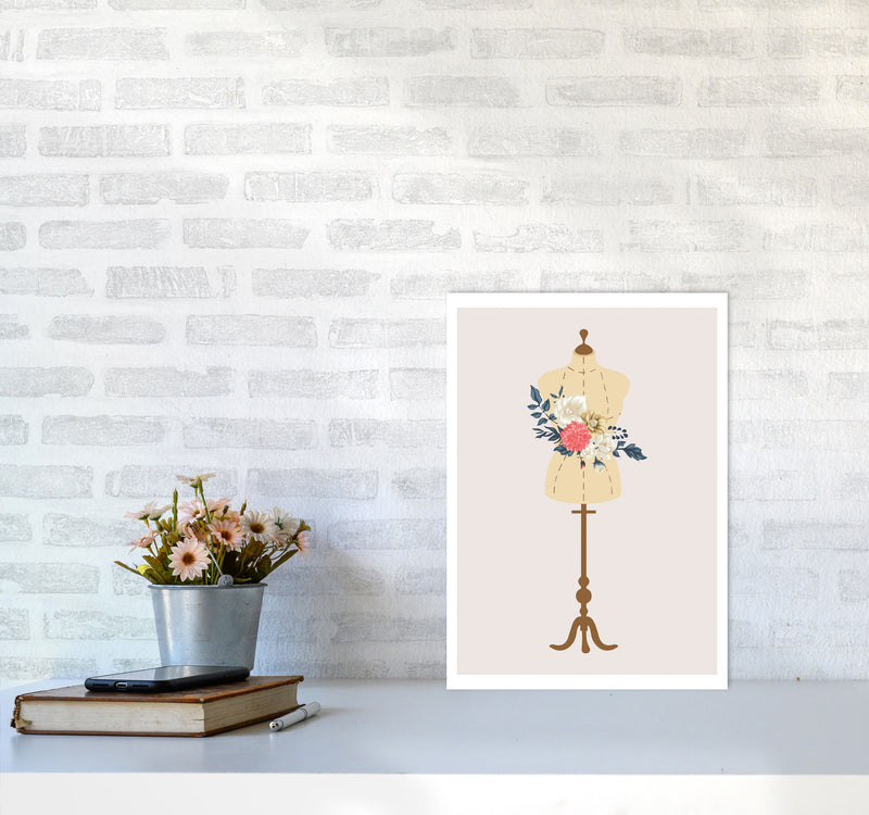 Floral Manikin Modern Print A3 Black Frame