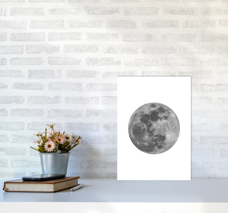 Grey Moon Modern Print A3 Black Frame